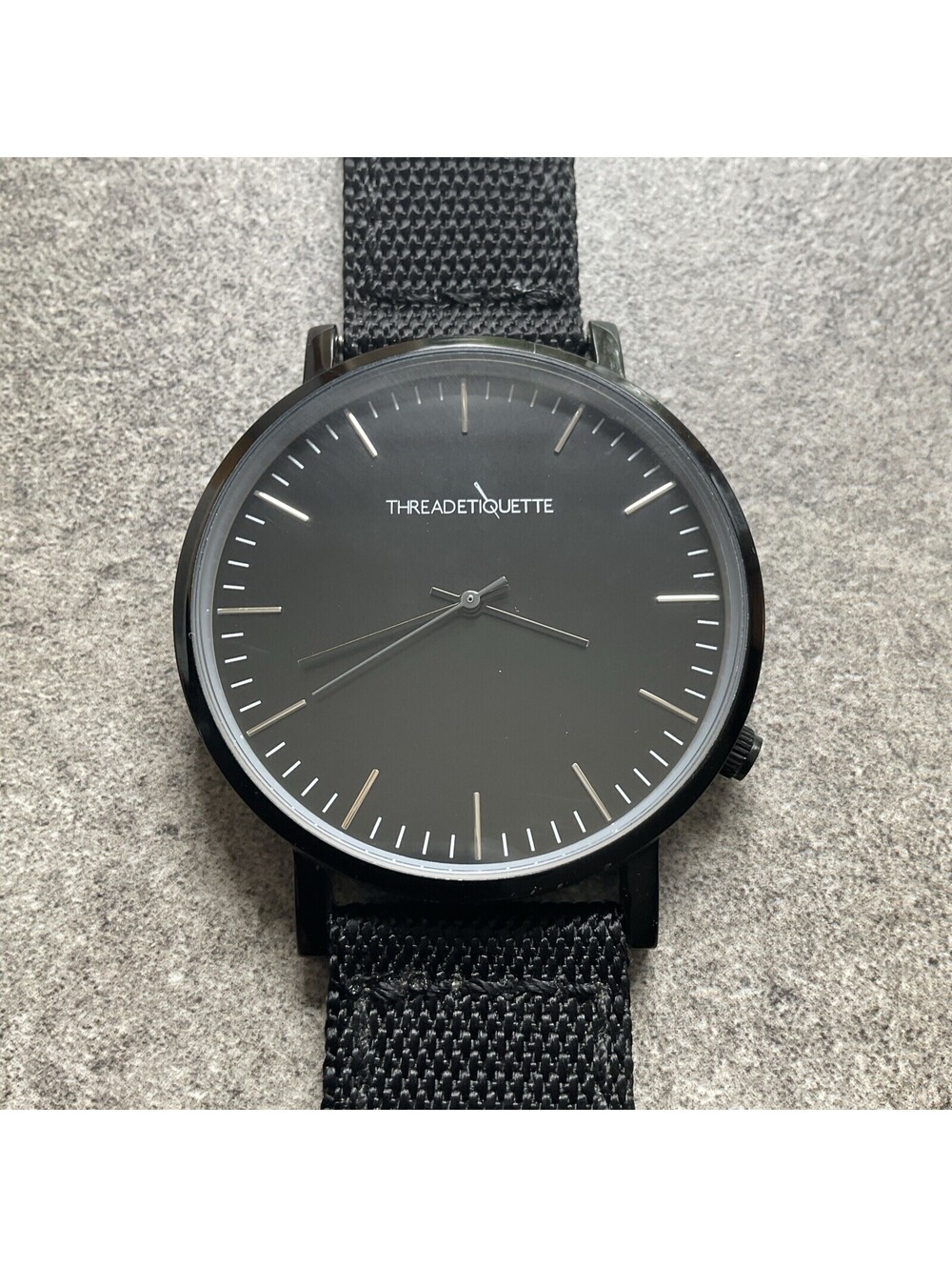 Thread Etiquette Mens Watch 42mm Black Stainless Steel Case W/Black Dial Bin V